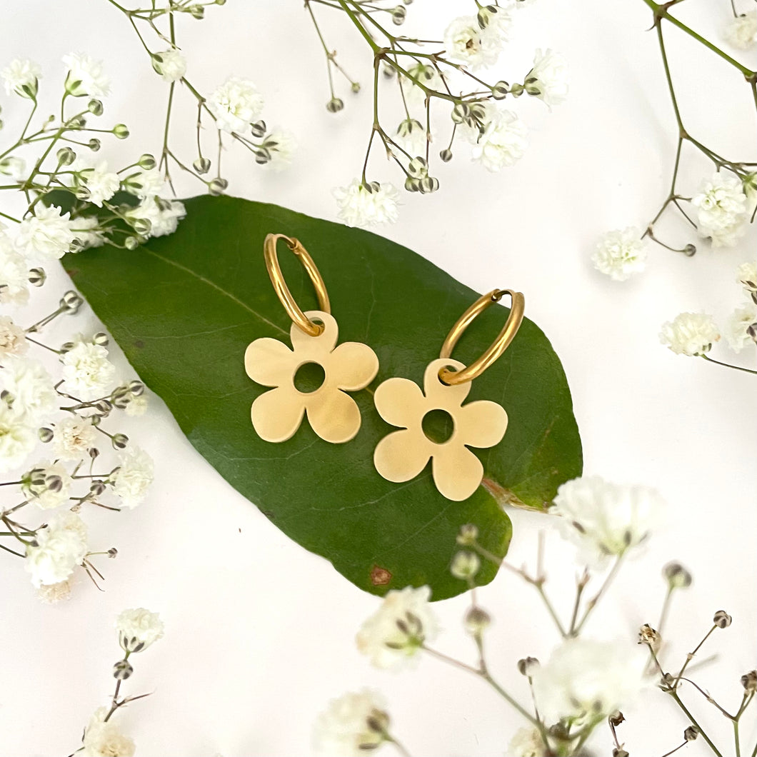 Yellow Woodsorrel Hoop Earrings